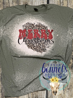 Bleached Leopard Merry Christmas Tee