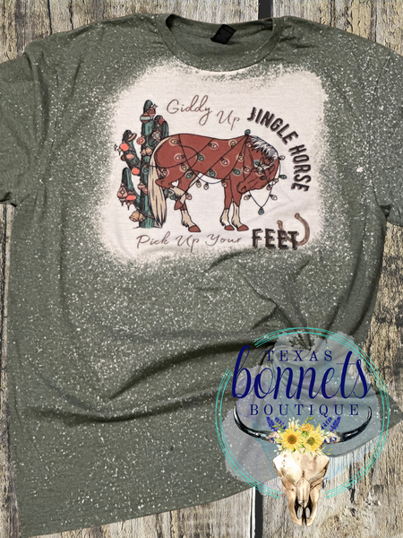 Bleached Giddy Up Jingle Horse Tee