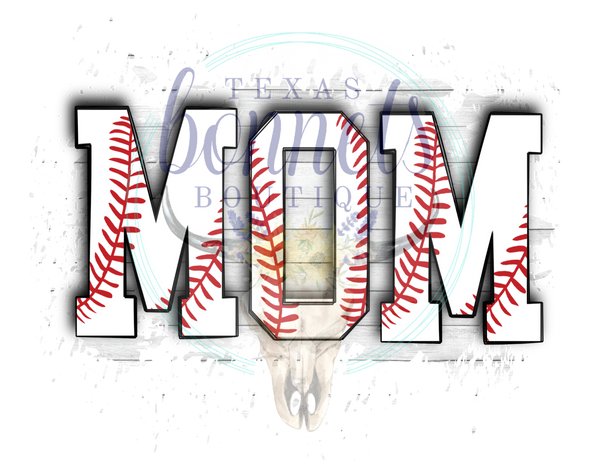 Baseball Mom Lettering Transfer