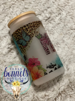 Country Floral Mama Glass Can