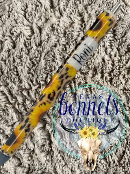 Sunflower and Leopard Pen